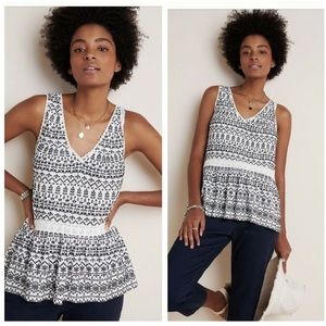 Anthropologie NWT Embroidered Cammie Peplum Top